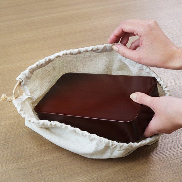 Bolsa de almuerzo con cordón de lino XL | Marfil